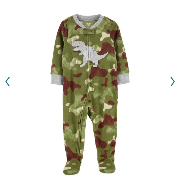 NWT Carters Fleece Camo Dinosaur Pajamas - Picture 1 of 7
